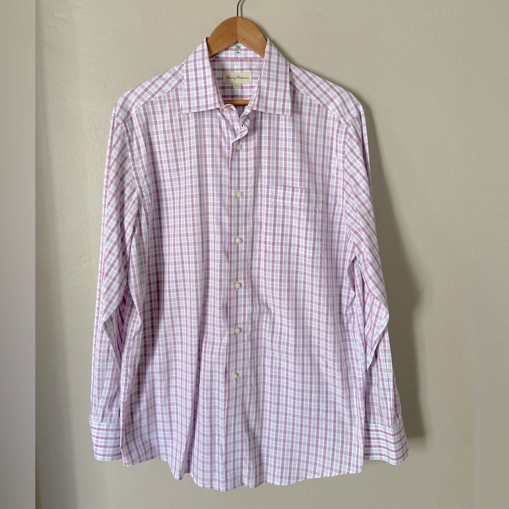 Tommy Bahama Purple Checkered Men's Button Down Long Sleeves Shirt 16.5 (34-35)